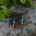 Boucles d'oreille Duo Bleu et ambre en perles de verre filées à la main